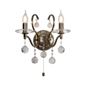 Zinta Antique Brass Crystal Wall Lights Diyas Armed Wall Lights